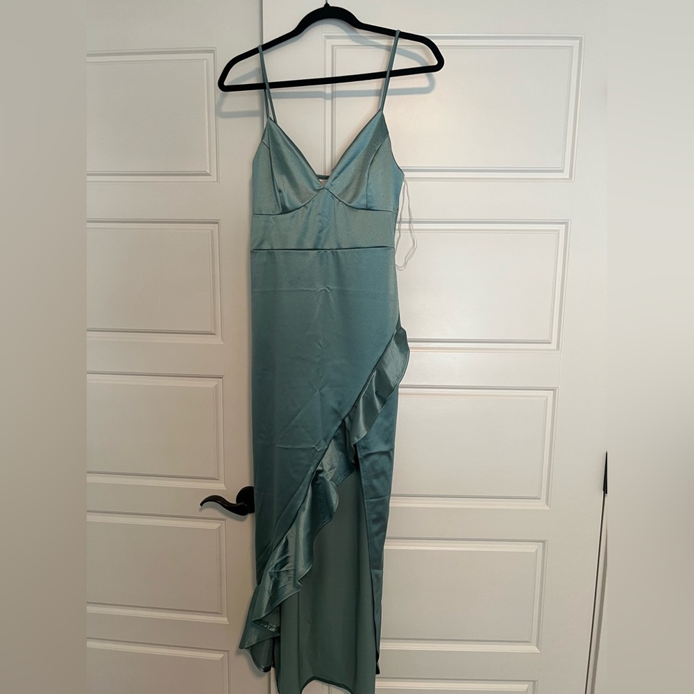 Chic Asymmetrical Teal Dress